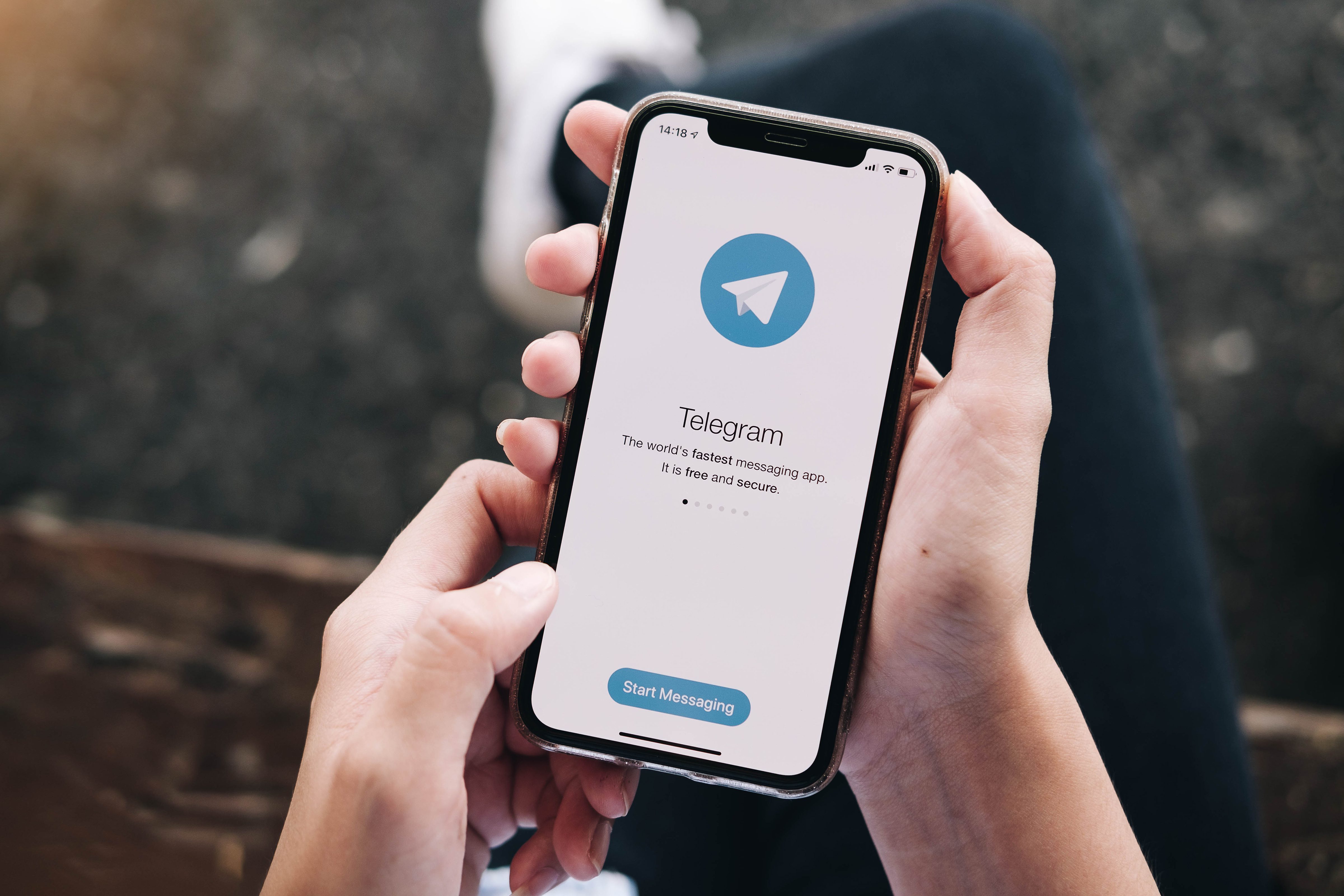 Phone showing Telegram app